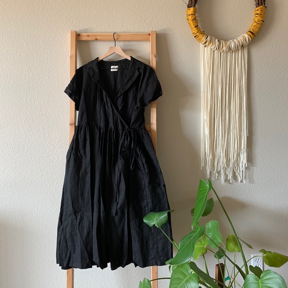 OffOn Linen Wrap Dress